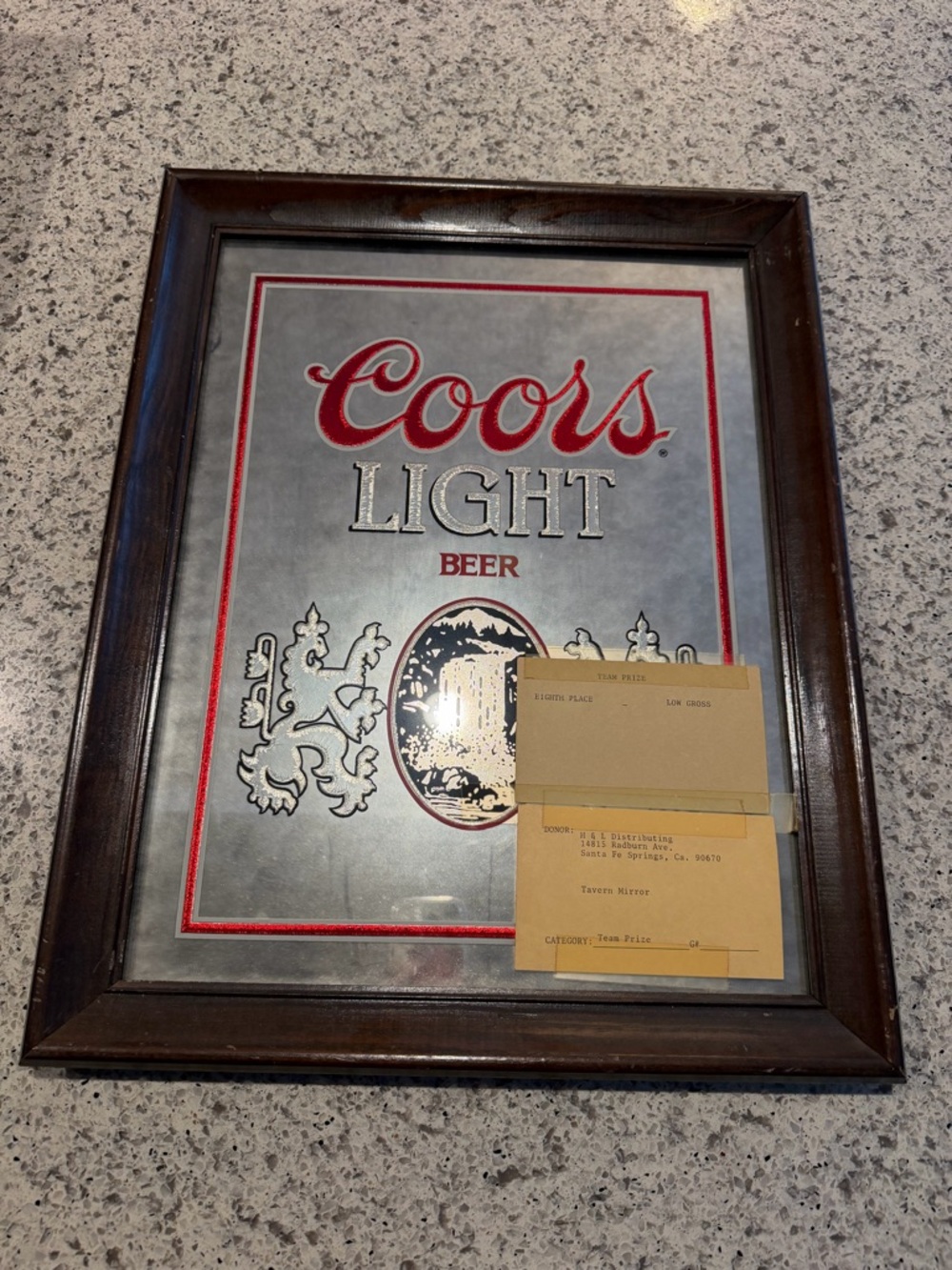 Vintage 1980s Coors Light Framed Tavern Mirror Wall Art